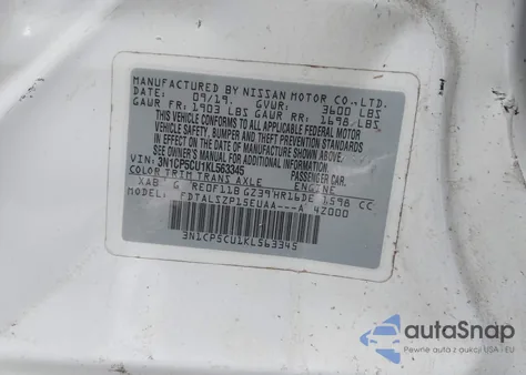 2019 Nissan Kicks Sv z USA, uszkodzony, nr VIN 3N1CP5CU1KL563345